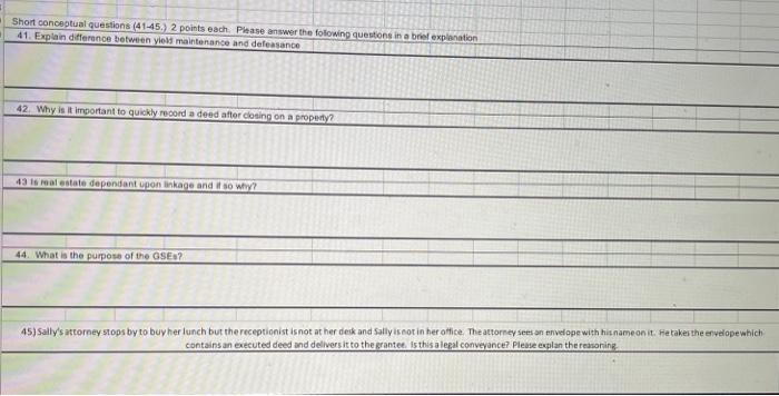  Short conceptual questions (41-45.) 2 points each Please answer the following