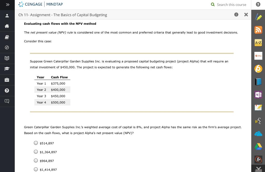  CENGAGE MINDTAP Q Search this course Ch 11- Assignment - The