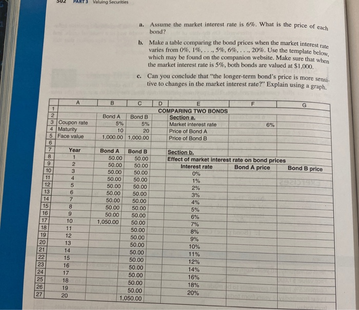 please attach excel formulas - PART Ving Securities a. Assume the market
