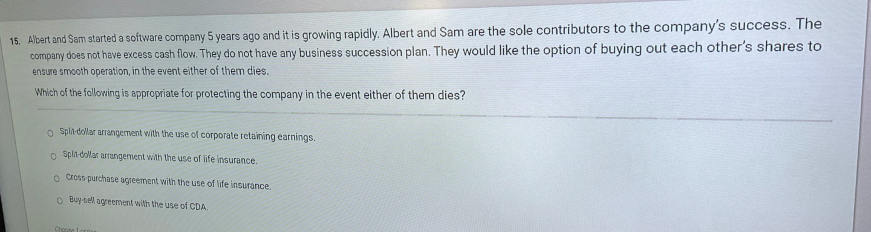  Albert and Sam started a software company 5 years ago and