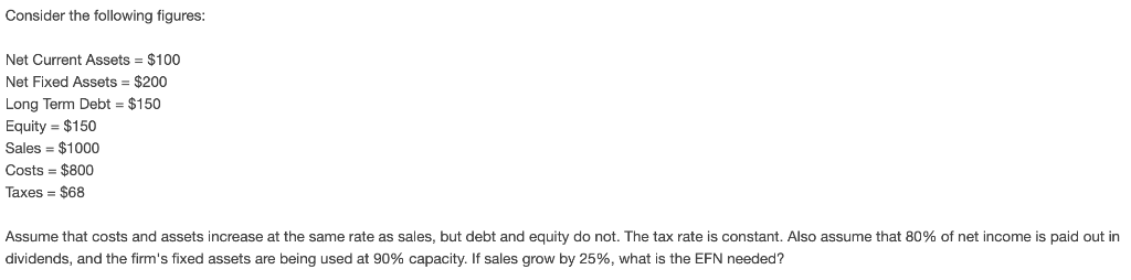 Question 1 Question 2 Consider the following figures: Net Current Assets $100