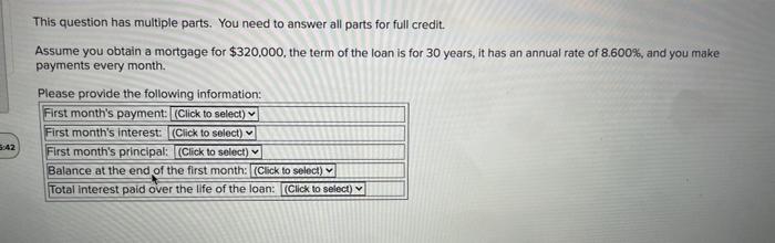  This question has multiple parts. You need to answer all parts