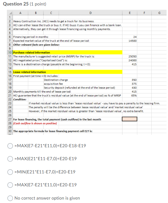 Question 25 (1 point) B D E F 5 1 5