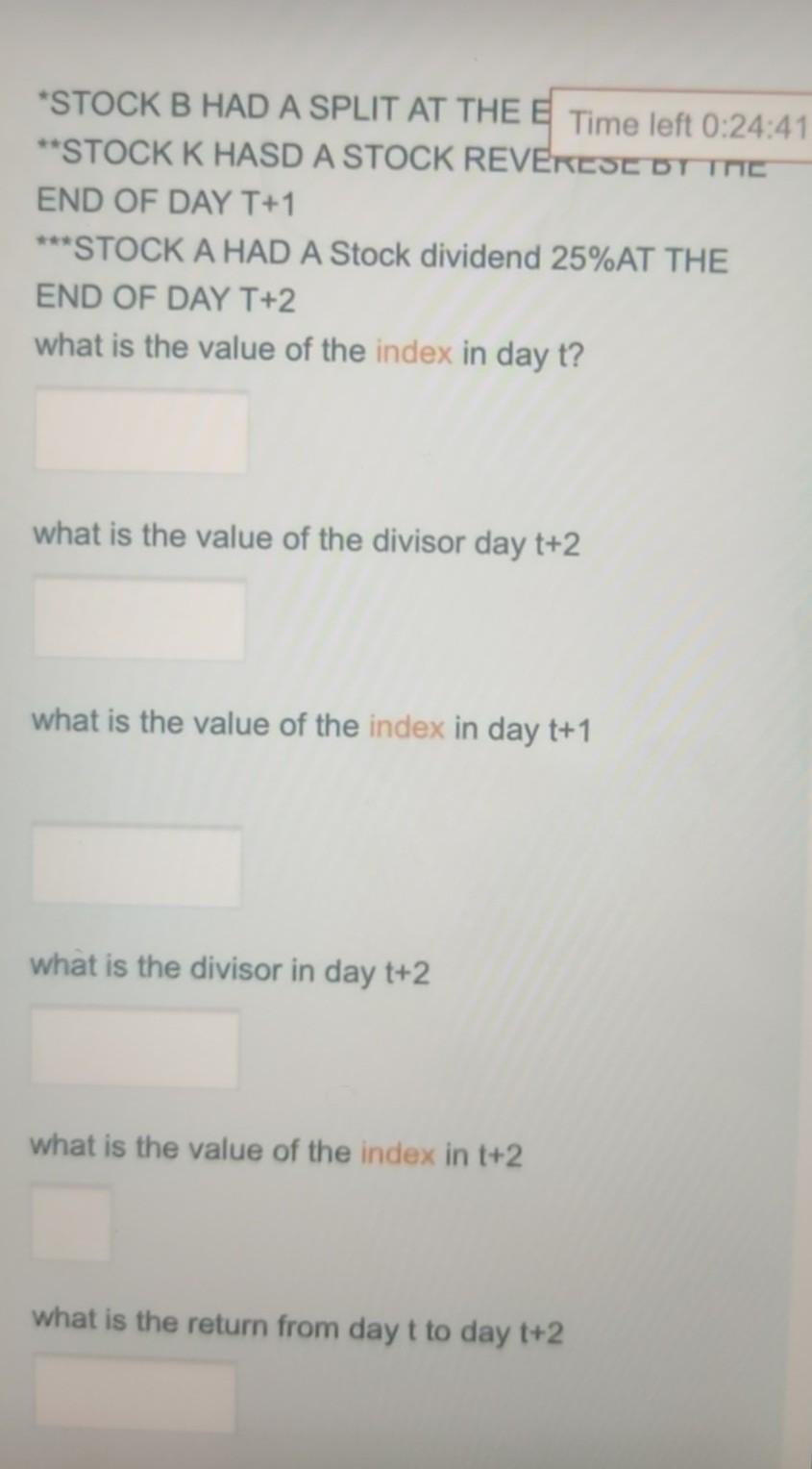 Please help me solve a question *STOCK B HAD A SPLIT