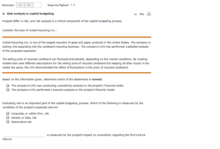  Risk analysis in capital budgeting Projects differ in risk, and risk