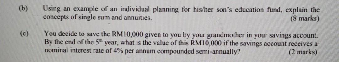  Need help! Thanksss (b) Using an example of an individual planning