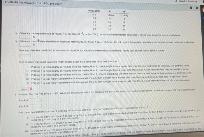  Ch 08-RR (Homework - from EOC problmes) Search this course 0