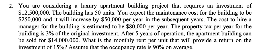  how do we do this on excel? 2. You are considering