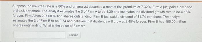 I need help with this question please! Suppose the risk-free rate is