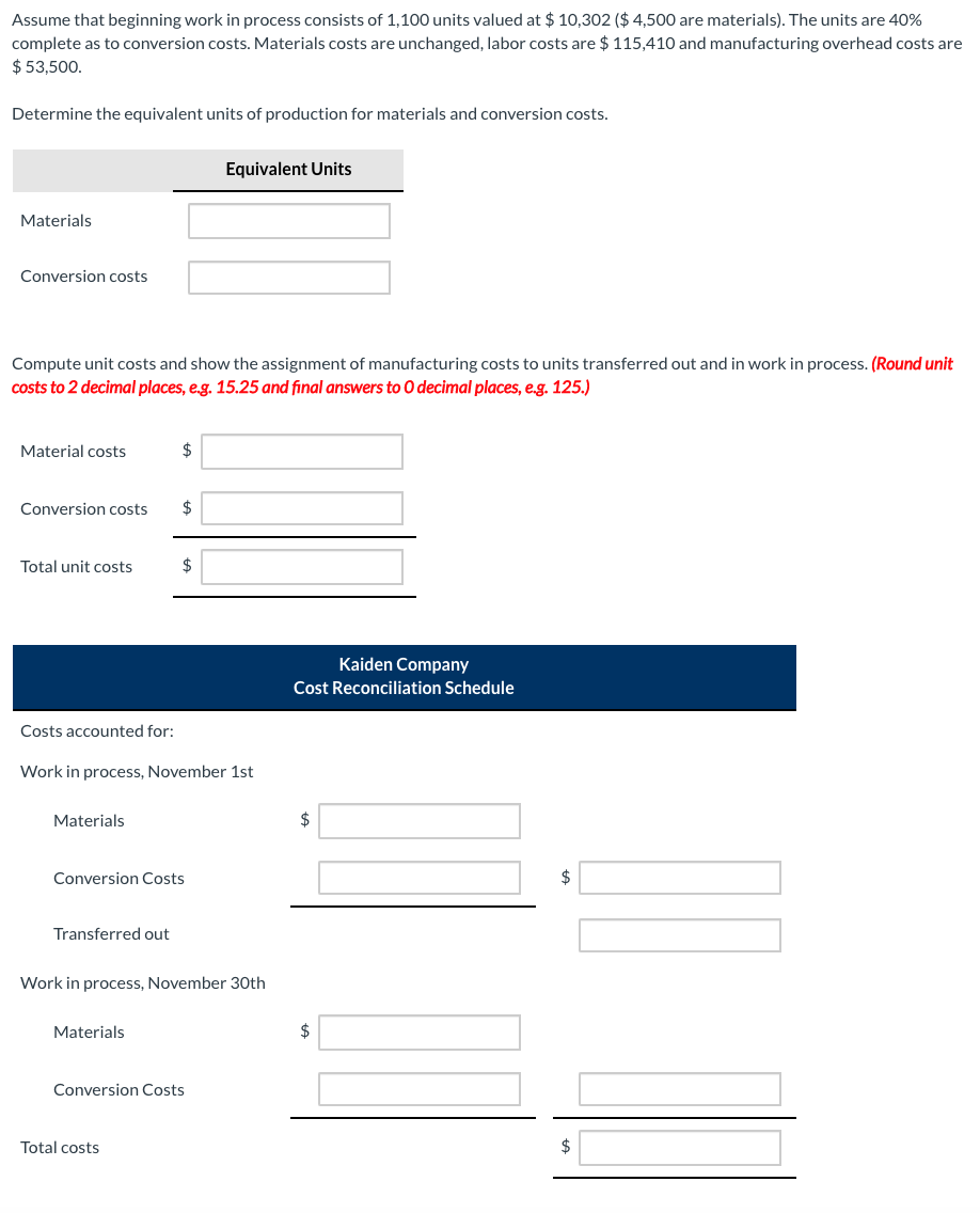 4,500 are materials). The units are 40% complete as to conversion costs.