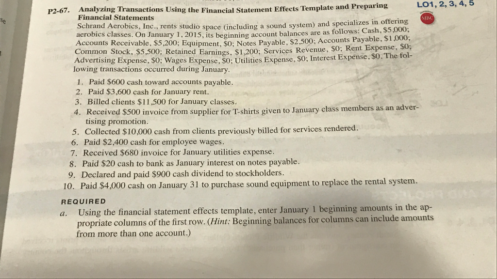  Analyzing Transactions Using the Financial Statement Effects Template and Preparing Financial