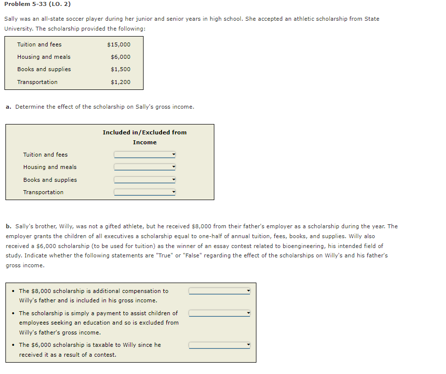 Question a. answers should be between Included in or Excluded from