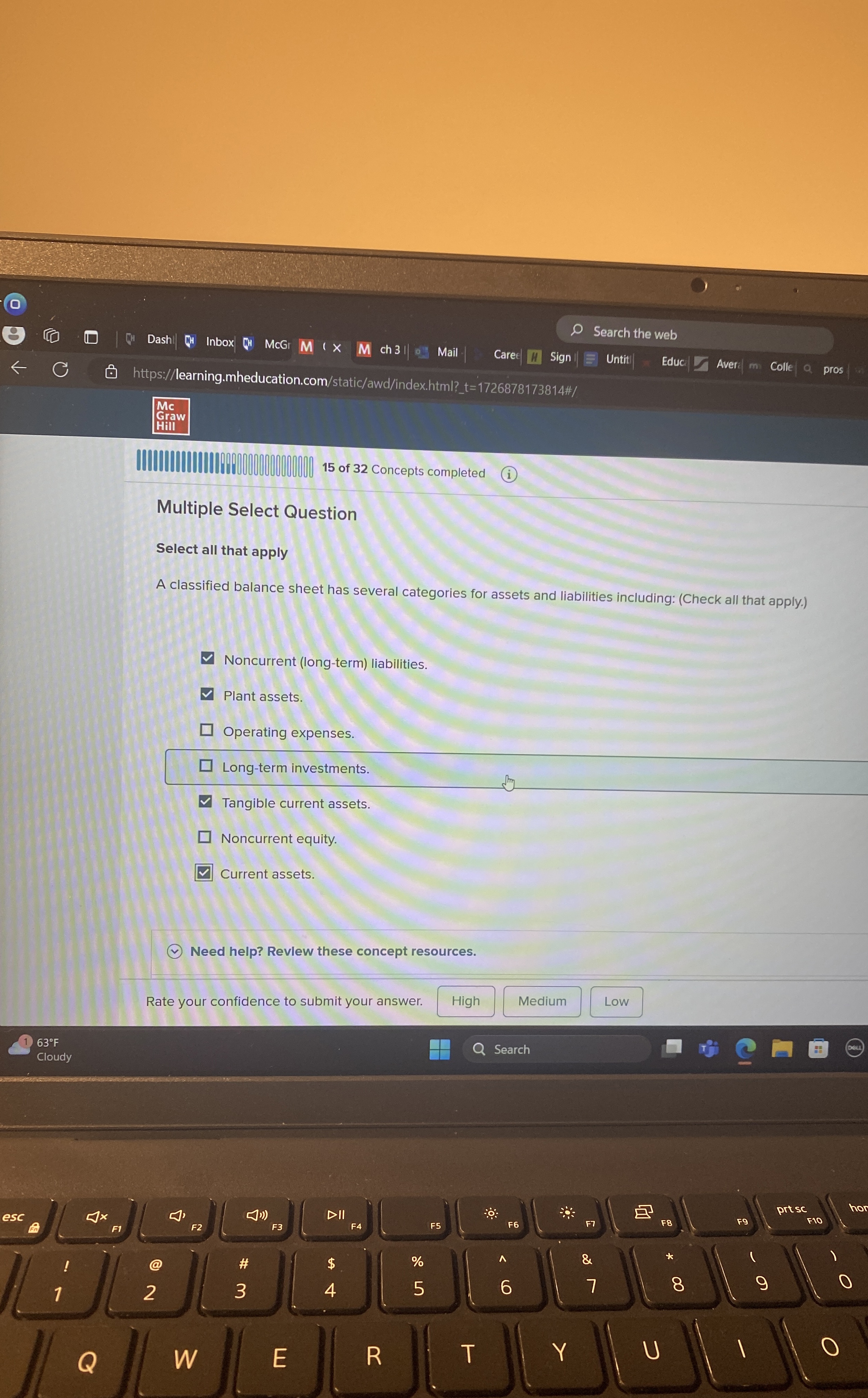  Multiple Select Question Select all that apply A classified balance sheet