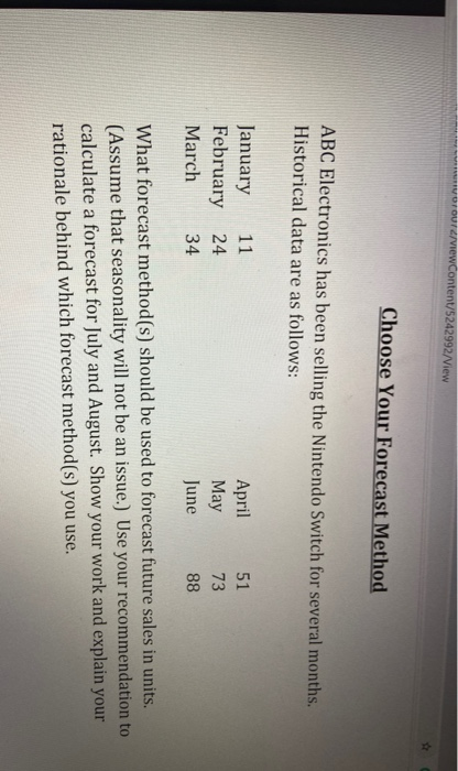  Urz/viewContent/5242992/View Choose Your Forecast Method ABC Electronics has been selling the