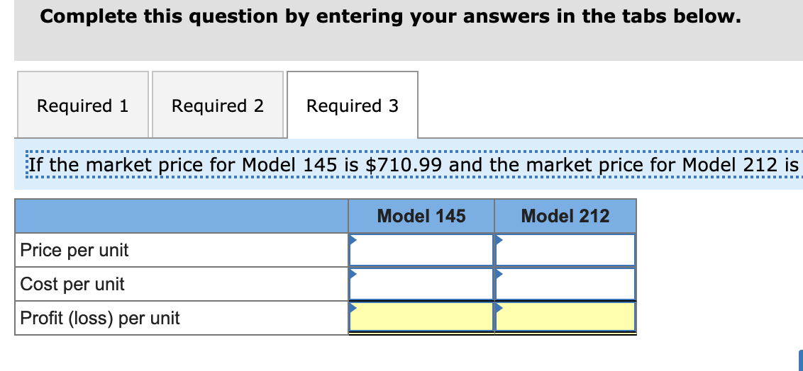 the market price for Model 212 is $377.51, determine the profit or