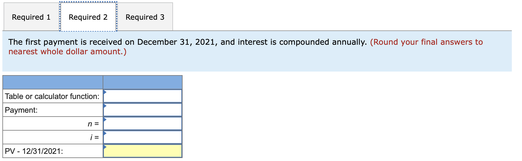 interest rate, determine the present value of a five-period annual annuity of