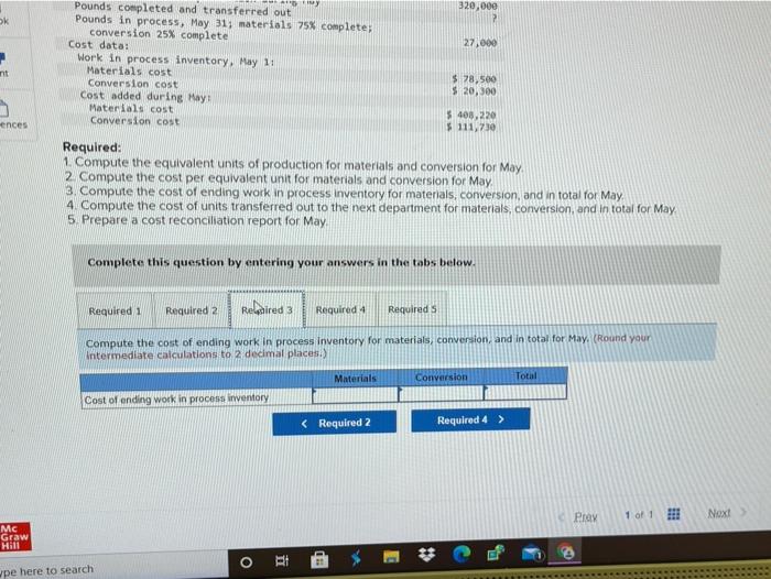 stages prior to completion Information on work in the first department Cooking,