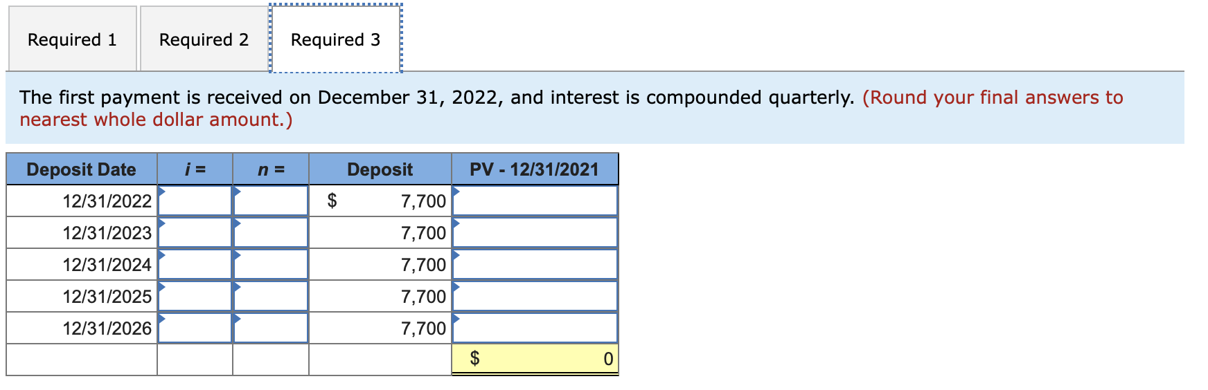 $7,700 under each of the following situations: (FV of $1, PV of