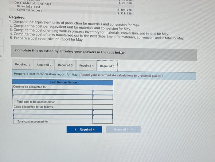 materials 100% completes conversion 9x complete Pounds started into production during May