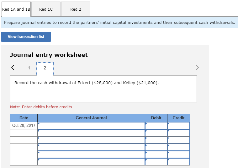 and Kelley formed a partnership. Eckert contributed $96,000 cash and Kelley contributed