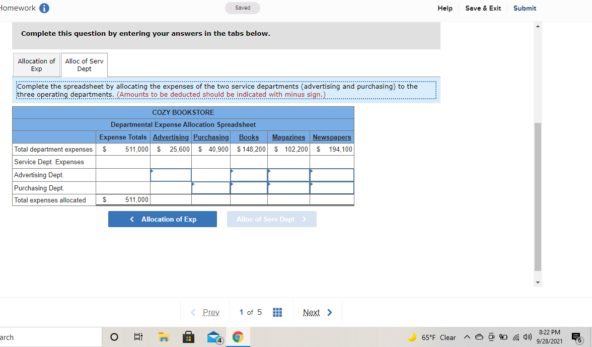  Homework Saved Help Save & Exit Submit Complete this question by