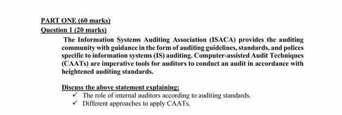  PART ONE (60 marks) Question 1 (20 marks) The Information Systems