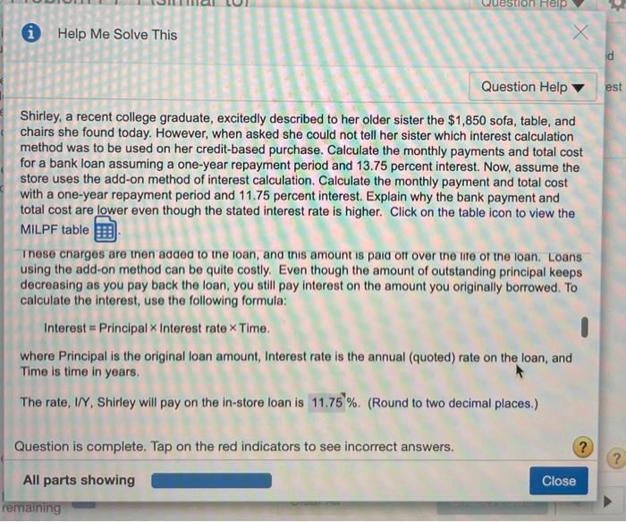 could not tell her sister which interest calculation method was to be