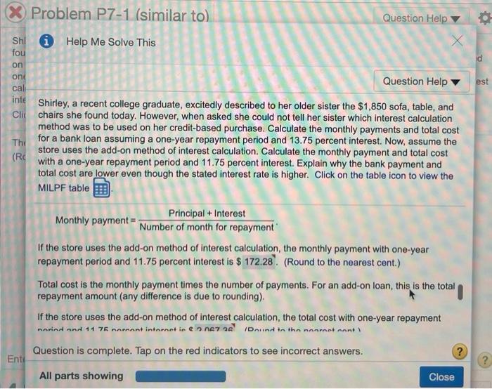 for a bank loan assuming a one-year repayment period and 13.25 percent