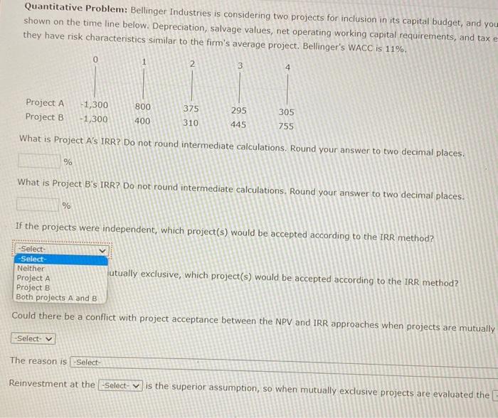 for incluven in its capital budget, arid you hove been asked to