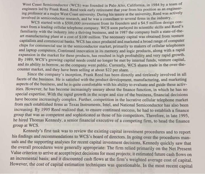  Can you please help with just 2a? West Coast Semiconductor (WCS)