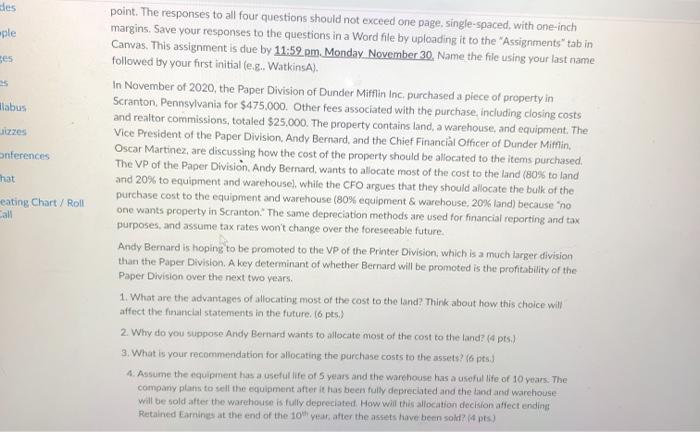 Monday by 11:59pm Points 20 Available after Nov 11 at 12am Submitting