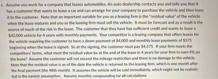  I need help with this using excel question 6 6. Assume