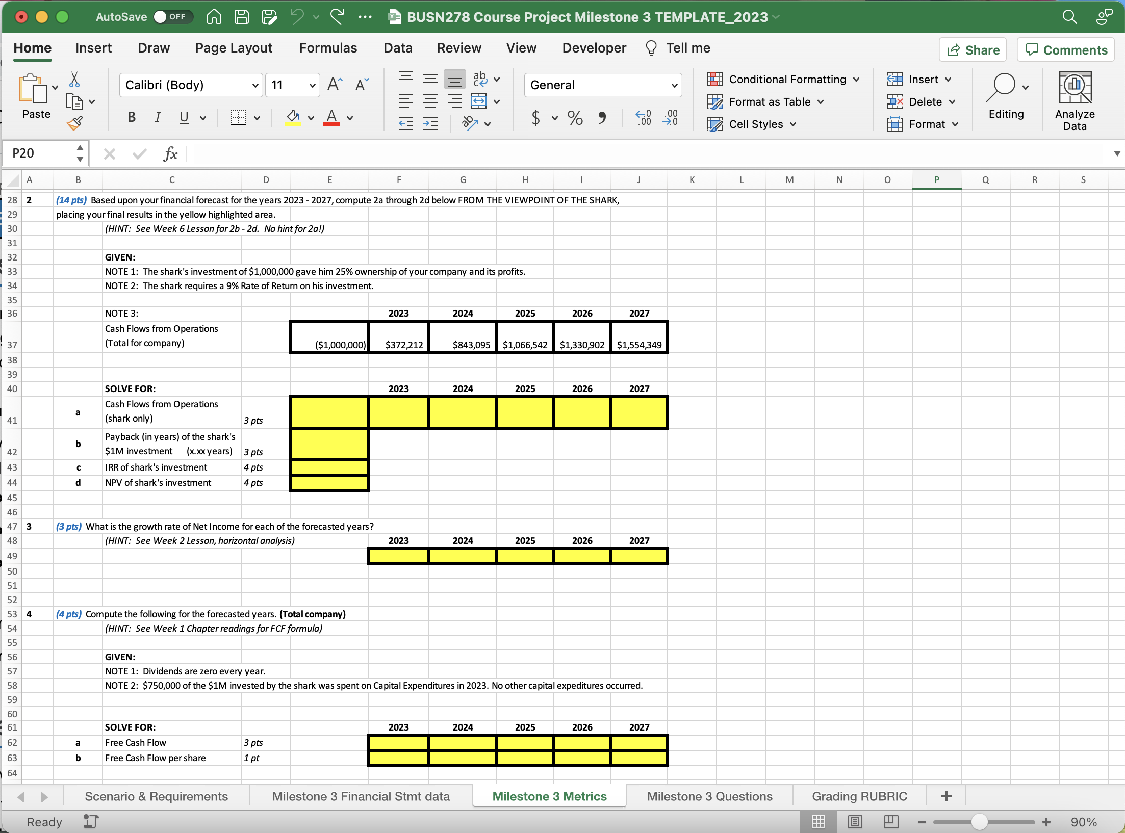 Project Milestone 3 TEMPLATE_2023 Home Insert Draw Page Layout Formulas Data Review