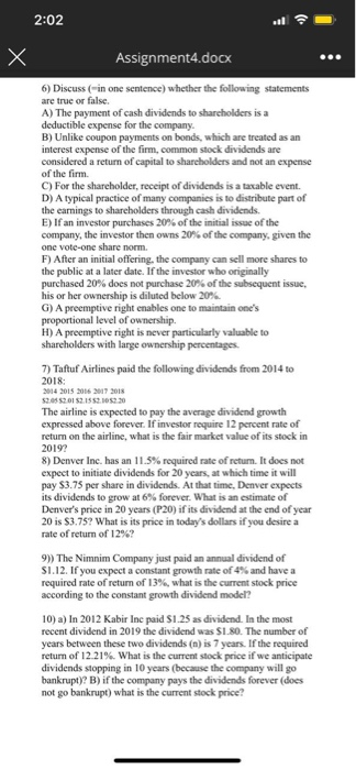 FINANCIAL MANAGEMENT Answer the following 10 questions, and explain your answer, each