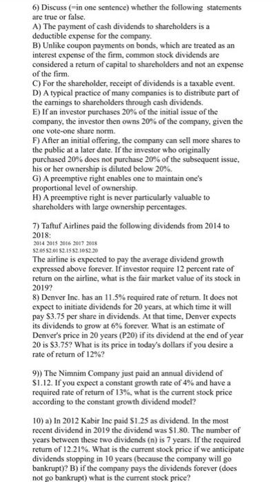 do not include the questions. Include your answers only. ii) If you