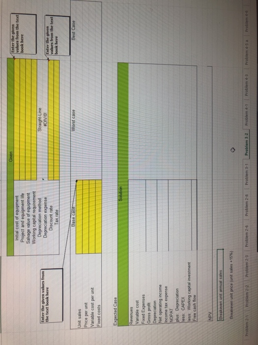  Given Enter the given values from the text book here Initial