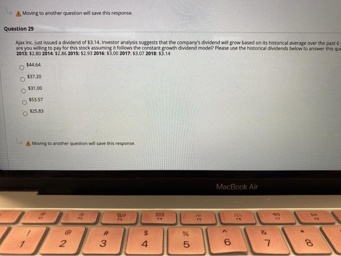 Question 29 of 2 vestion 29 6 points over Ajax Inc. just