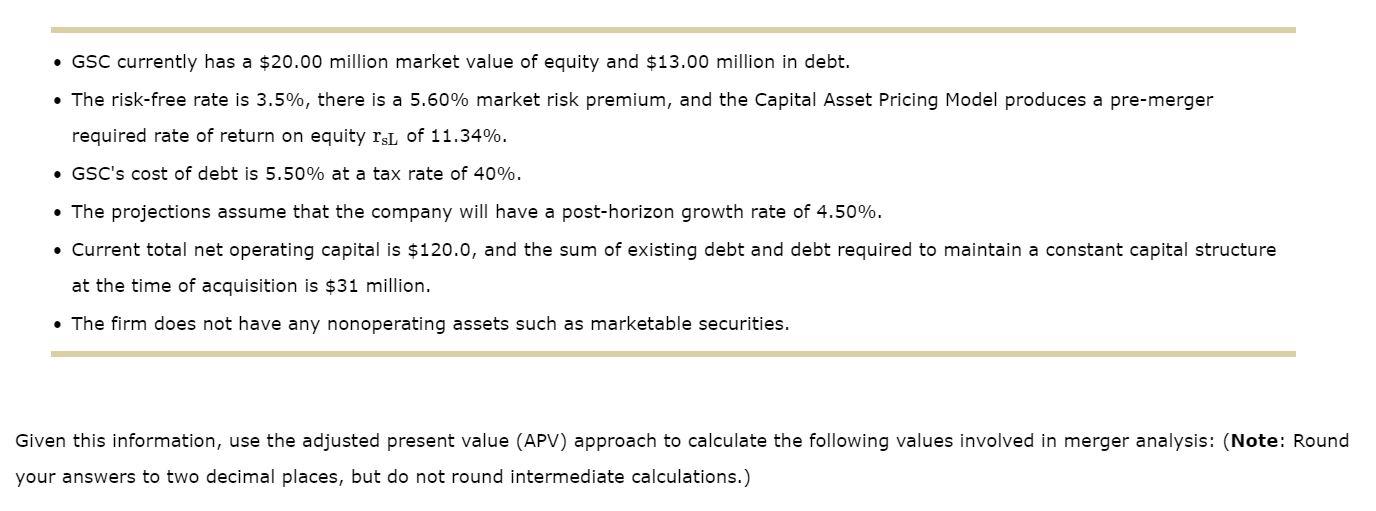 which is considering the acquisition of Global Satellite Corp. (GSC), estimates that