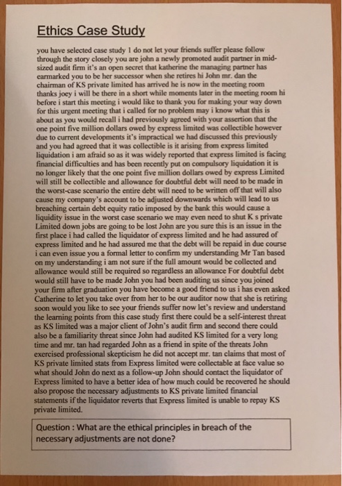  Ethics Case Study you have selected case study 1 do not