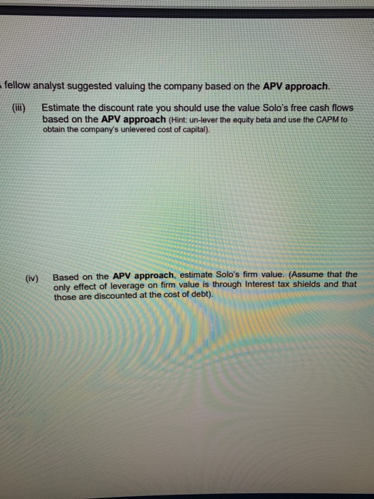 are part of a team of analysts working on the valuation of