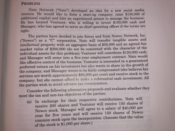  PROBLEM Nate Network ("Nate") developed an idea for a new social