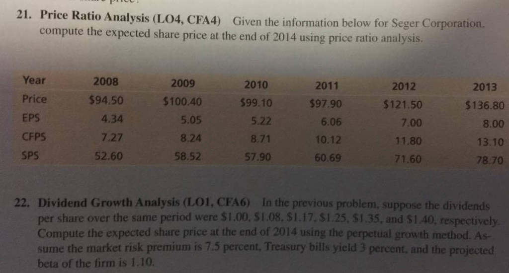 Please help with 21 and 22, they are one question Given the