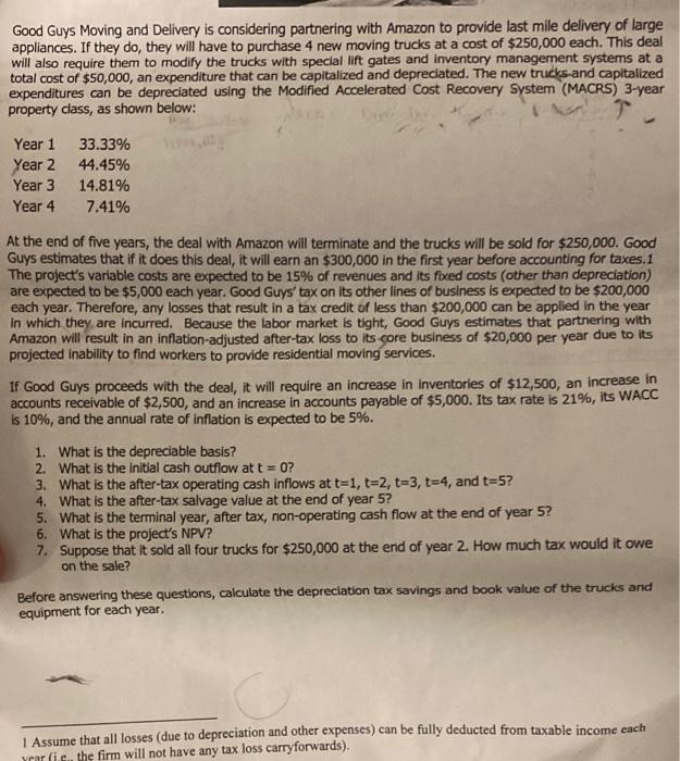  Good Guys Moving and Delivery is considering partnering with Amazon to