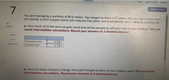  Help Submit 7 Check my work 10 points You are managing
