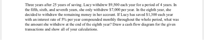 Please show all work and equationsformulas given Three years after 25 years