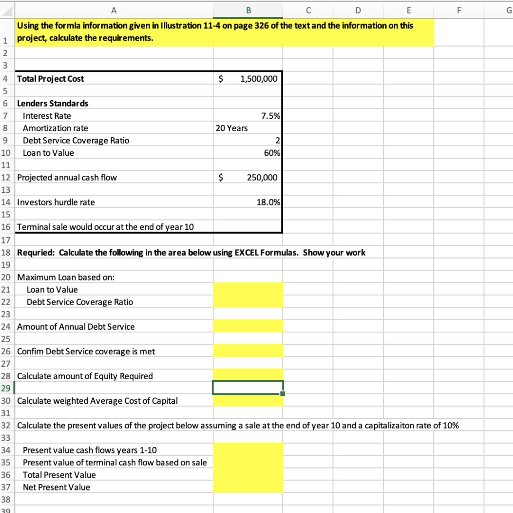 F G A B D E Using the formla information given