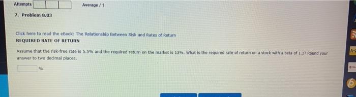  Attempts Average/1 7. Problem 8.03 Click here to read the eBook: