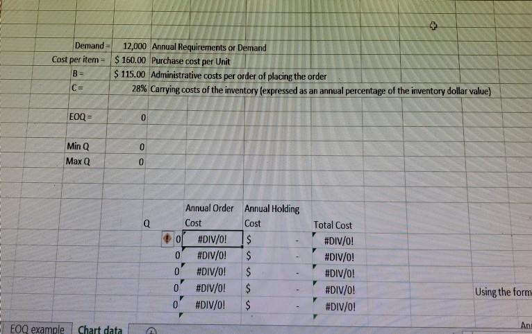 Demand Cost per item = $ 160.00 Purchase cost per Unit A-