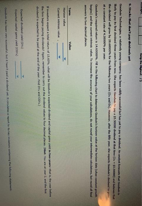  Keep the highest 3 9. Stocks that don't pay dividends yet