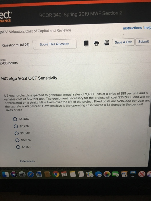  ect BCOR 340: Spring 2019 MWF Section 2 NANCE instructions I